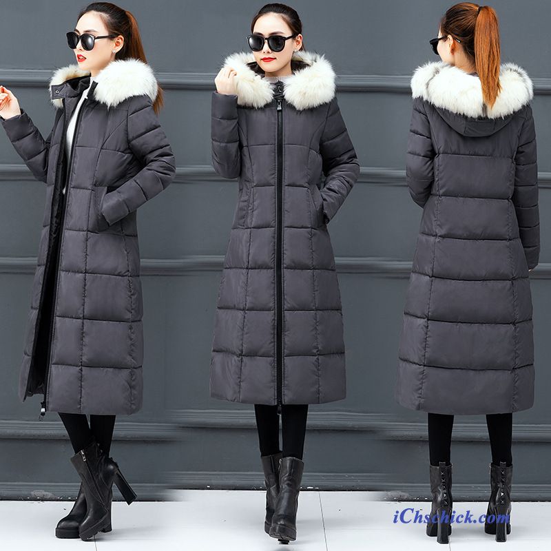 Bekleidung Baumwolle Mantel Baumwollgepolsterte Damen Ultra Winterkleidung Überzieher Schwarz Sale