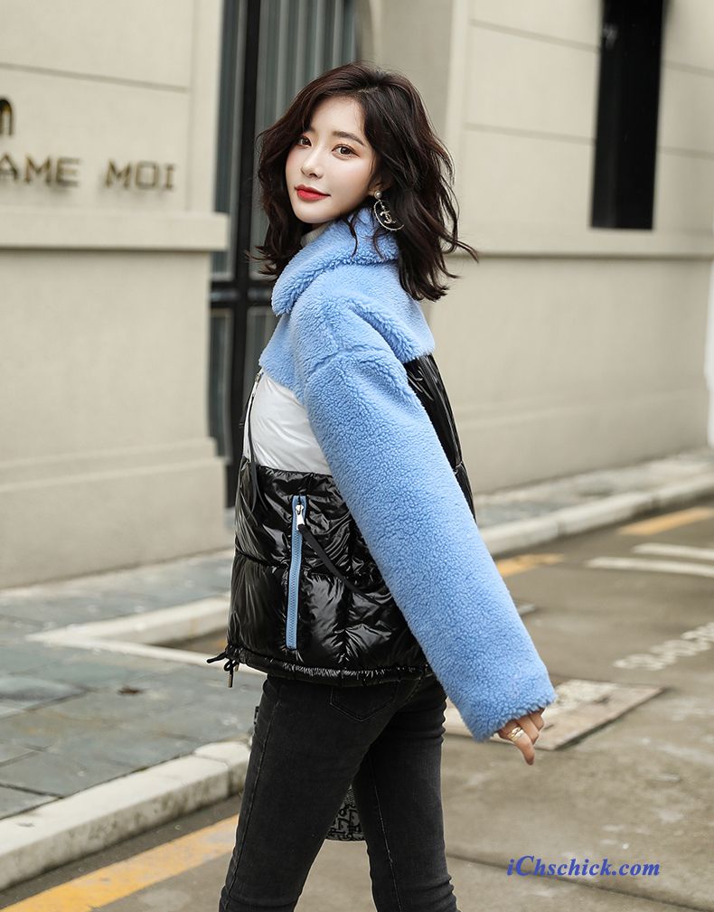 Bekleidung Baumwolle Mantel Dünn Elegant Winter Warme Mode Dunkelrosa Mischfarben Kaufen