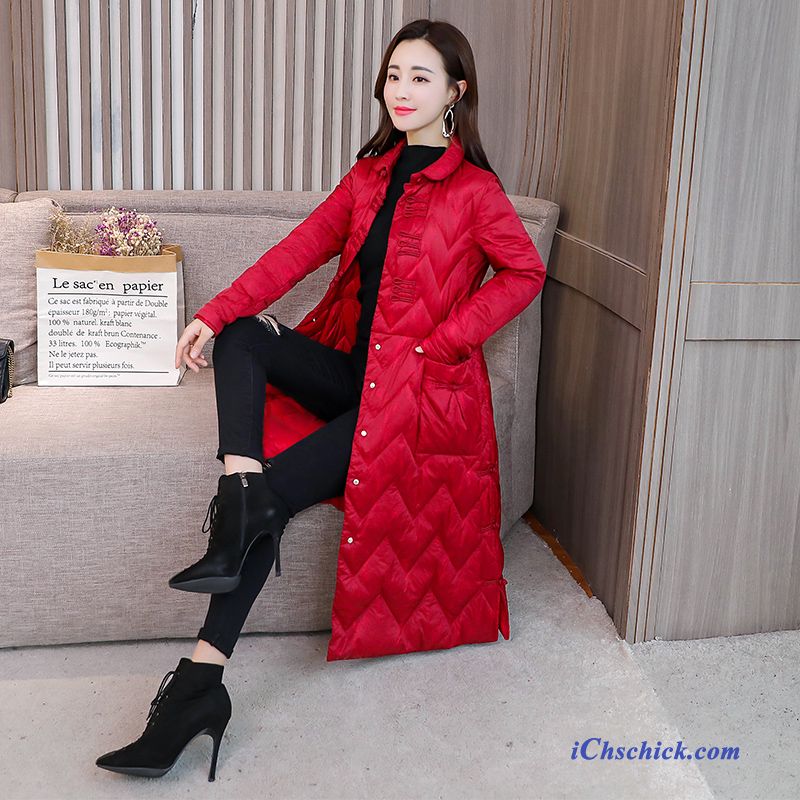 Bekleidung Baumwolle Mantel Neu Stehkragen Winterkleidung Chinesischer Stil Handbuch Rot Günstige