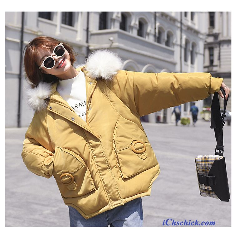 Bekleidung Baumwolle Mantel Temperament Dünn Mode Winter Persönlichkeit Gelb Online