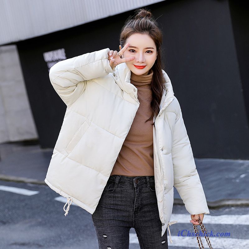 Bekleidung Baumwolle Mantel Temperament Elegant Einfach Rein Mode Weiß Beige Online