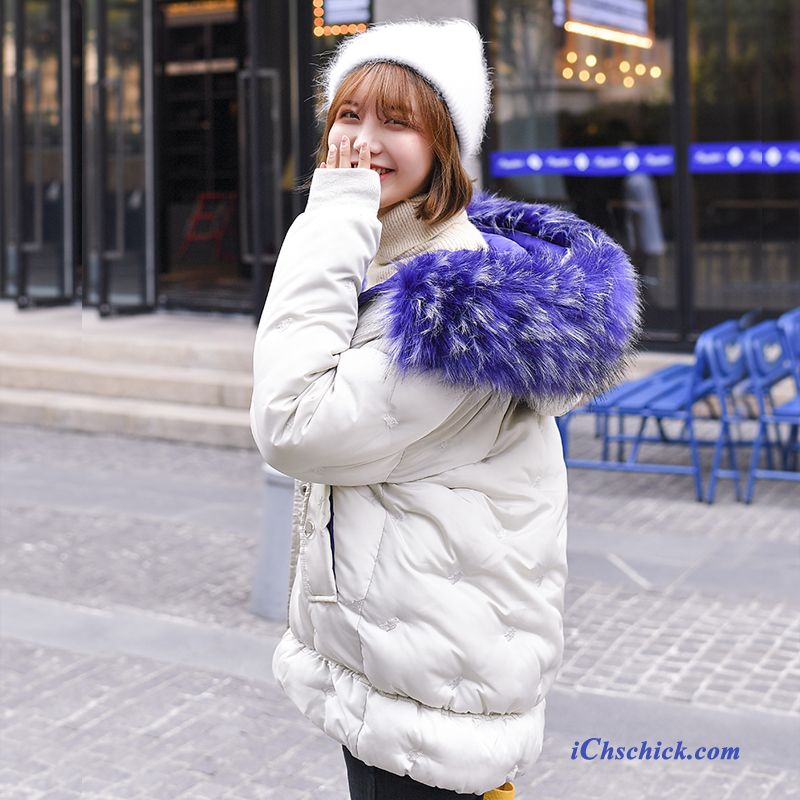 Bekleidung Baumwolle Mantel Trend Baumwollgepolsterte Neu Damen Winter Weiß Beige Verkaufen