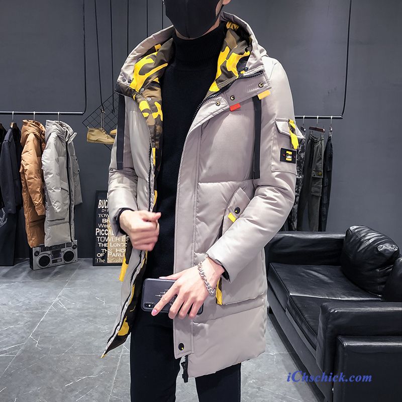 Bekleidung Baumwolle Mantel Winter Persönlichkeit Herren Lange Gut Aussehend Gelb Verkaufen