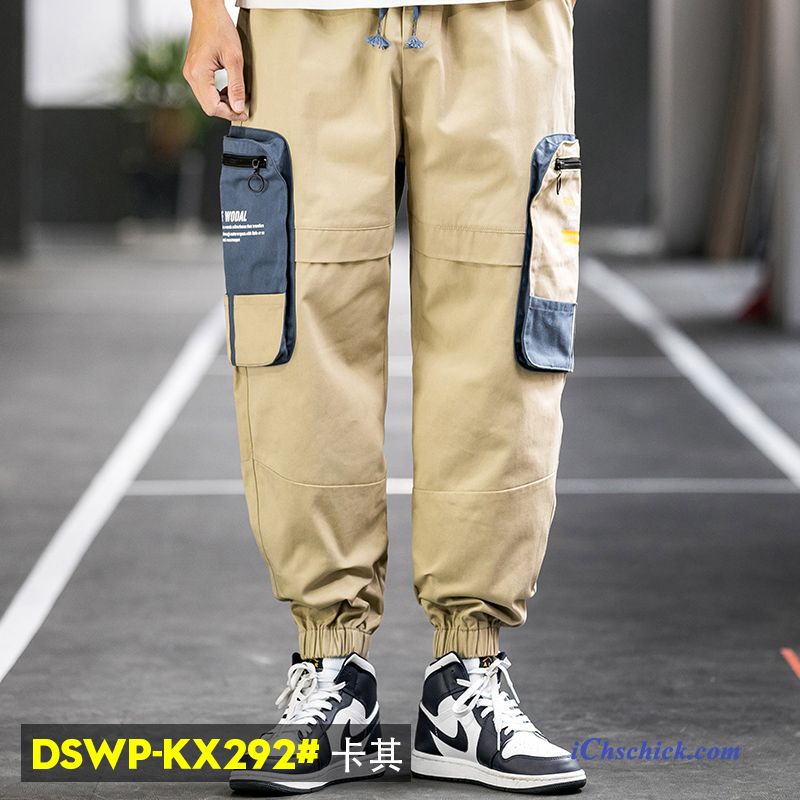 Bekleidung Cargohose Lose Trendmarke Tasche Gut Aussehend Herren Schwarz Verkaufen