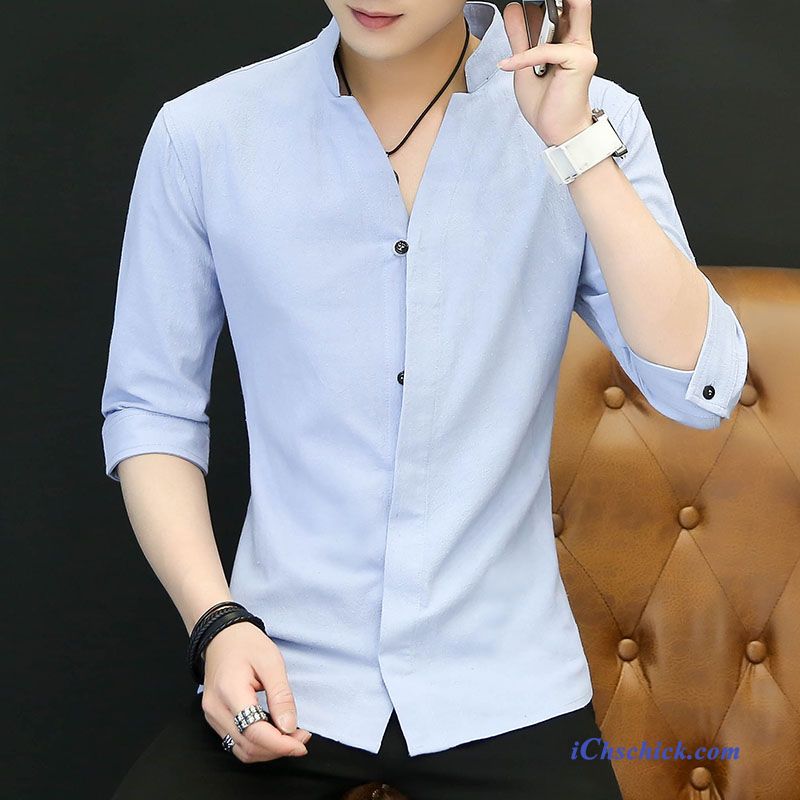 Bekleidung Hemden Hülse Freizeit Herren Chinesischer Stil Sommer Weiß Schwarz Kaufen