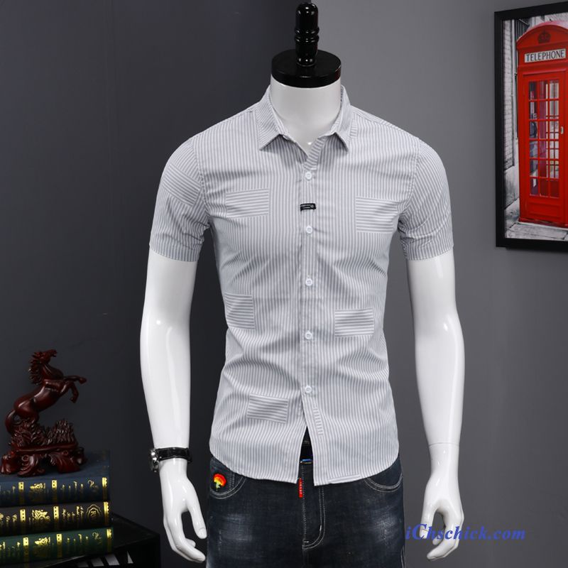 Bekleidung Hemden Streifen Mantel Trend Freizeit Dünn Rosa Sale