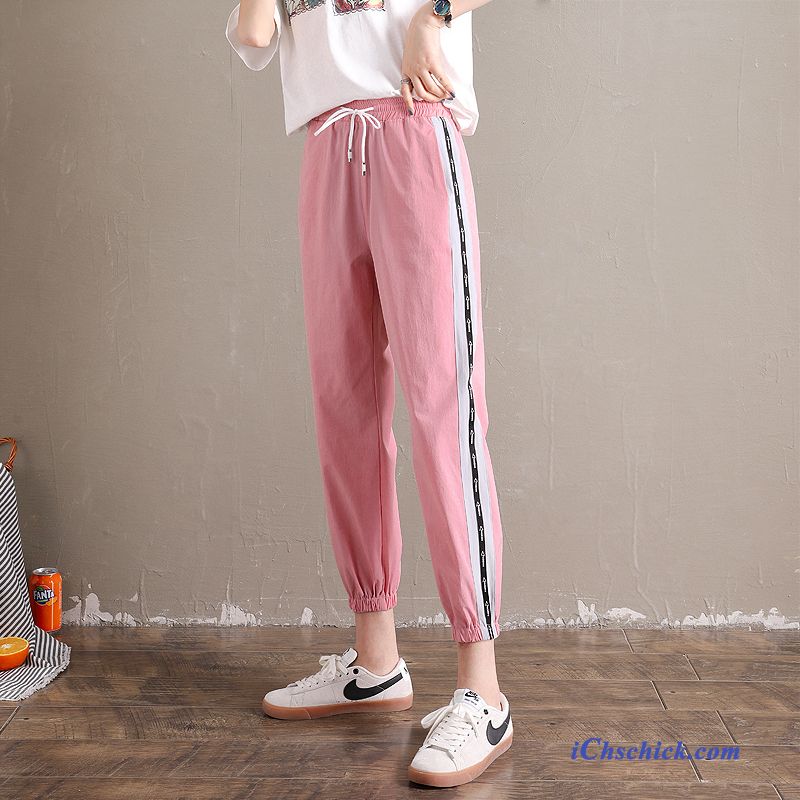 Bekleidung Hosen Dünn Chiffon Freizeit Neu Damen Rosa Billige