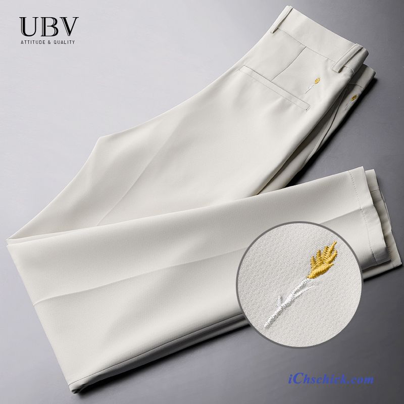 Bekleidung Hosen Freizeit Gerade Anzughose Trend Feder Khaki Weiß Beige Billig