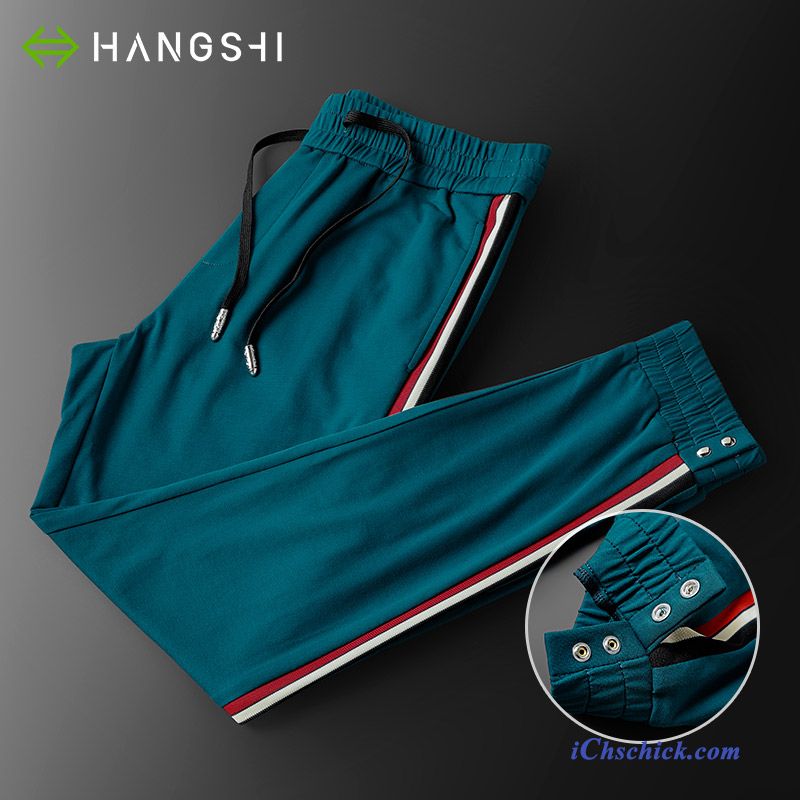 Bekleidung Hosen Herren Sweatpants Herbst Beine Streifen Grün Billige