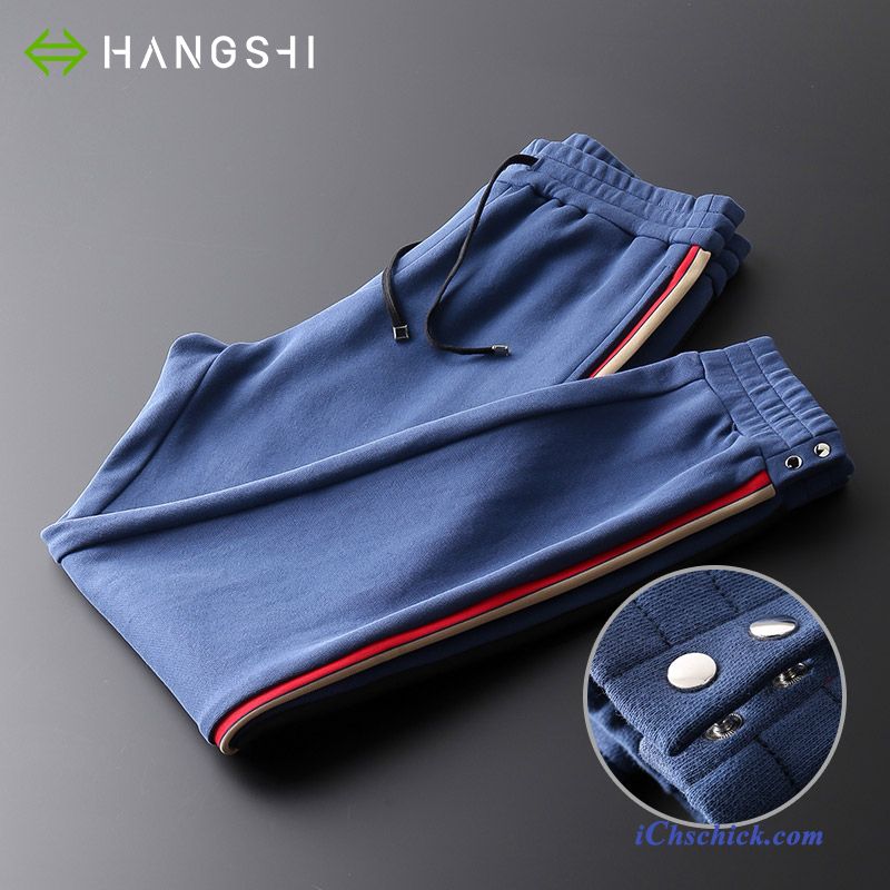 Bekleidung Hosen Herren Sweatpants Herbst Beine Streifen Grün Billige