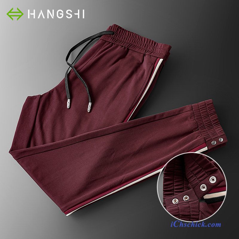 Bekleidung Hosen Herren Sweatpants Herbst Beine Streifen Grün Billige