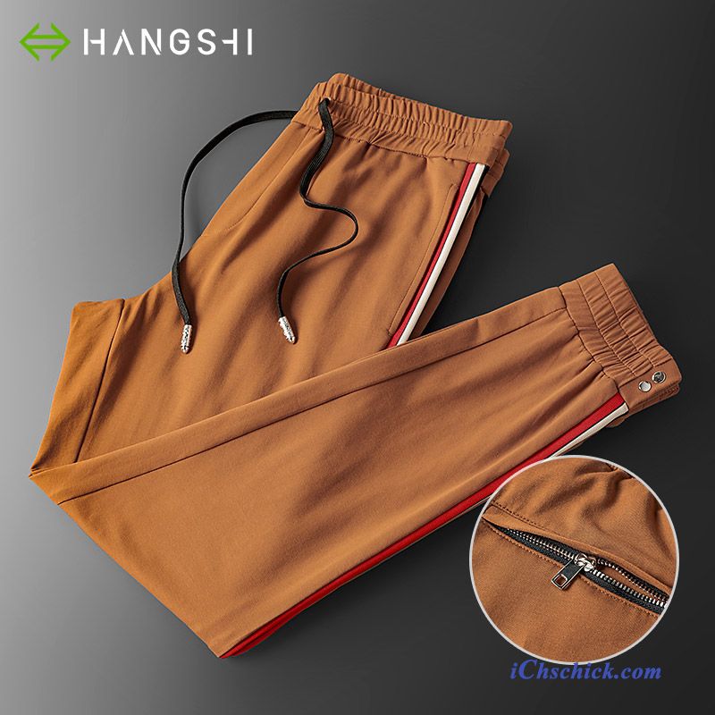 Bekleidung Hosen Herren Sweatpants Herbst Beine Streifen Grün Billige