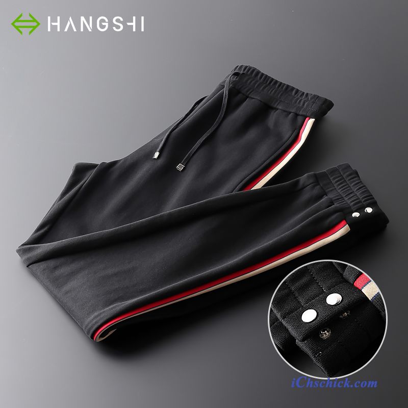 Bekleidung Hosen Herren Sweatpants Herbst Beine Streifen Grün Billige