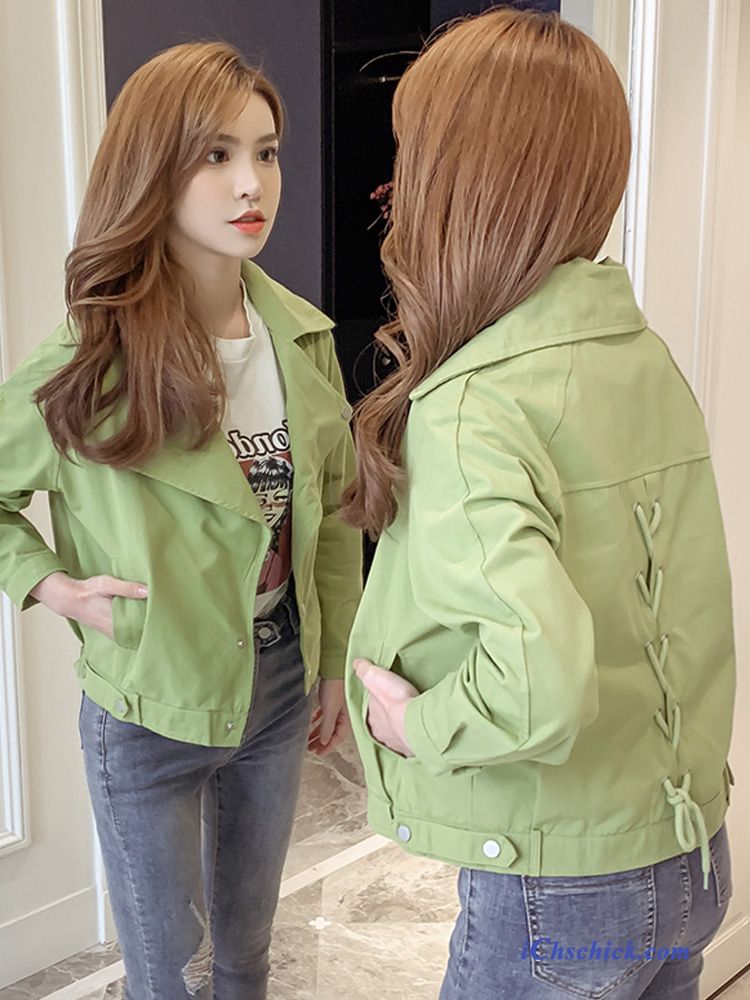 Bekleidung Jacken Damen Allgleiches Lange Ärmel Überzieher Mantel Grün Kaufen