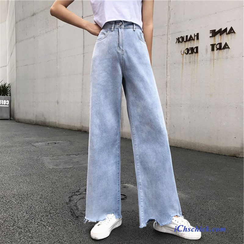 Bekleidung Jeans Damen Hose Freizeit Hohe Taille Dünn Blau Hell Verkaufen