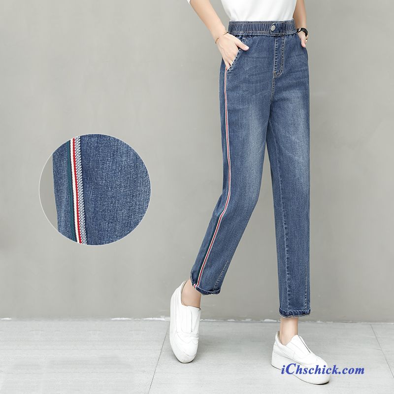 Bekleidung Jeans Feder Damen Herbst Hohe Taille Retro Blau Sale