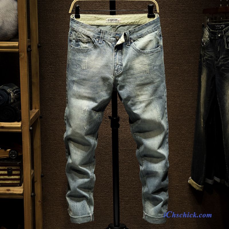 Bekleidung Jeans Freizeit Lose Trend Elastisch Gerade Hellblau Online