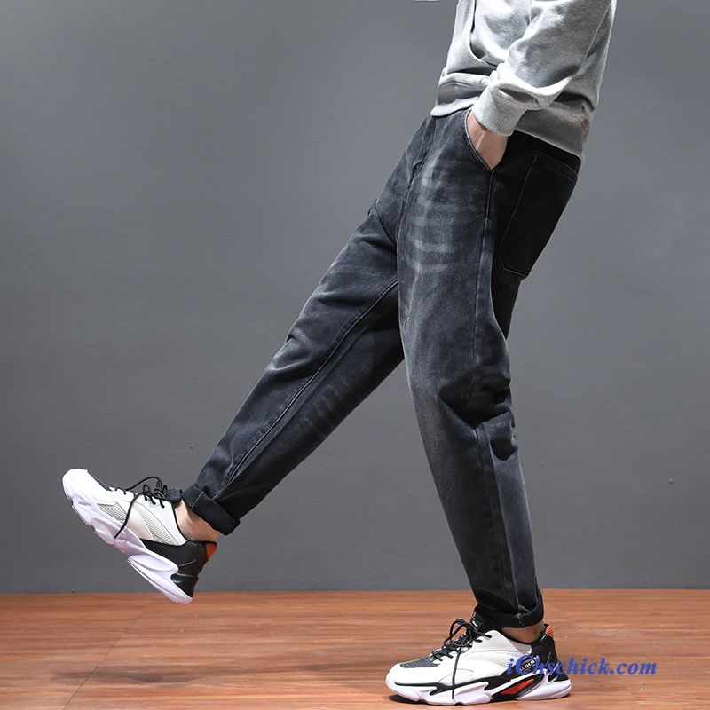Bekleidung Jeans Herren Schmales Bein Große Größe Herbst Trend Blau Schwarz Billig
