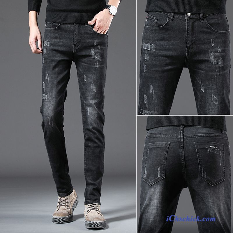 Bekleidung Jeans Lange Neu Trend Herren Schlank Schwarz Sale