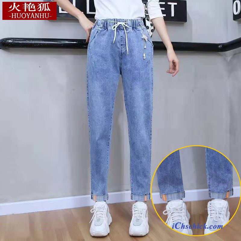 Bekleidung Jeans Lose Elastisch Feder Harlan Damen Dunkelblau Billige