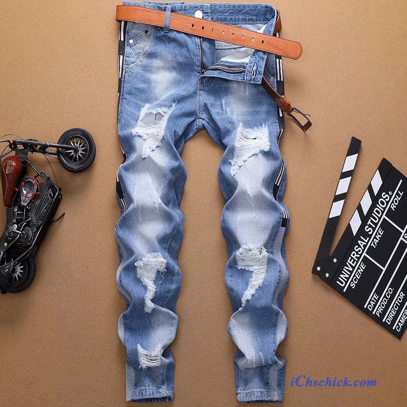 Bekleidung Jeans Persönlichkeit Gerade Sommer Herren Trend Hellblau Blau Online