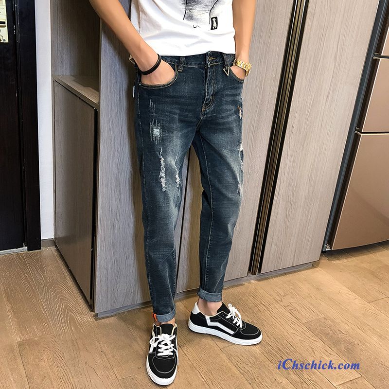 Bekleidung Jeans Schlank Dünn Elastisch Herren Trend Schwarz Kaufen