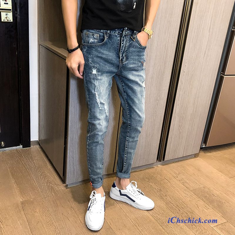 Bekleidung Jeans Schlank Dünn Elastisch Herren Trend Schwarz Kaufen