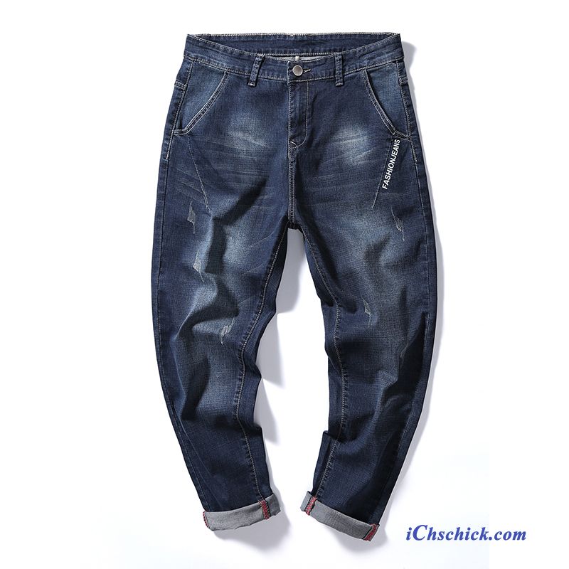 Bekleidung Jeans Trend Lose Herren Dünn Fett Blau Billige