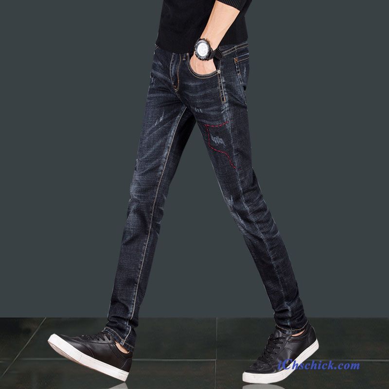 Bekleidung Jeans Trendmarke Elastisch Schmales Bein Schlank Lange Blau Günstig