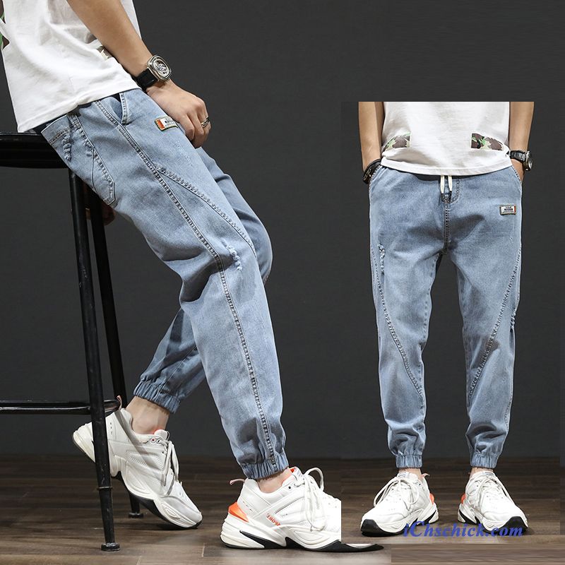 Bekleidung Jeans Trendmarke Herren Werkzeugbau Freizeit Sommer Blau Hell Sale
