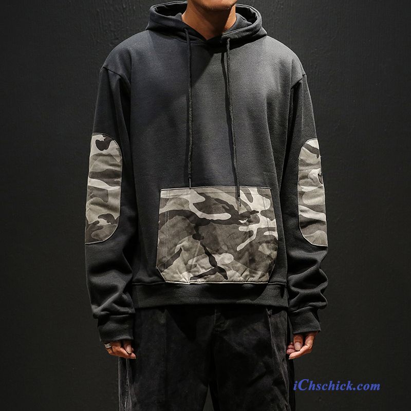 Bekleidung Kapuzenpulli Feder Persönlichkeit Mit Kapuze Lose Hiphop Camouflage Grau Sale