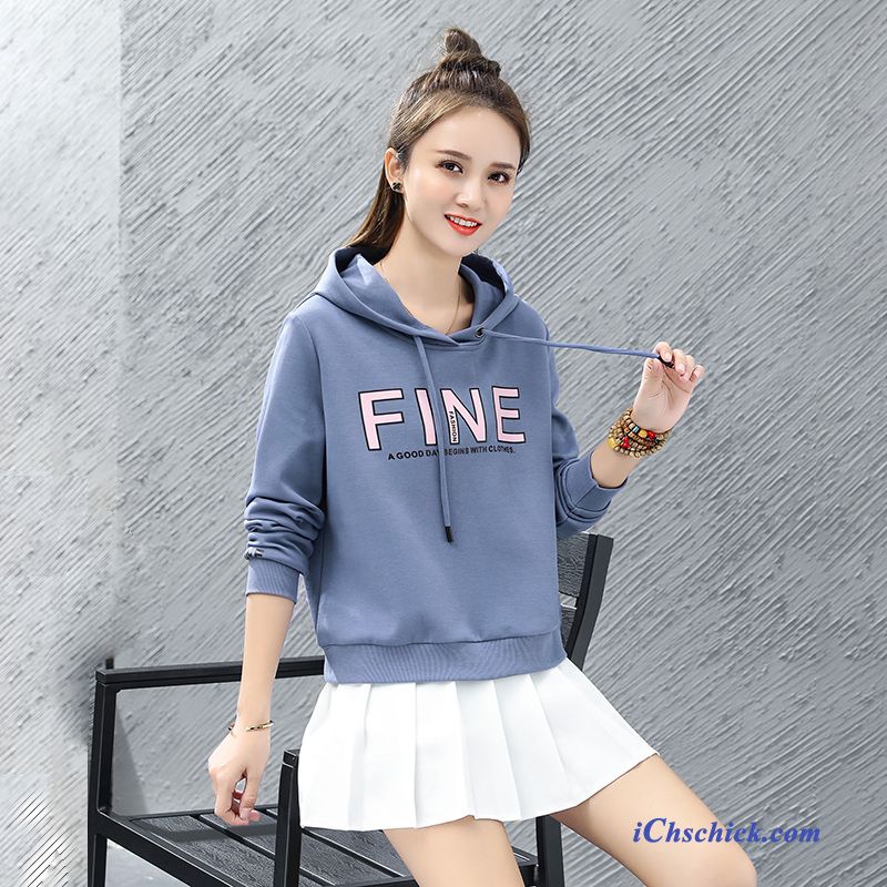 Bekleidung Kapuzenpullis Trend Allgleiches Damen Hoodies Drucken Blau Angebote