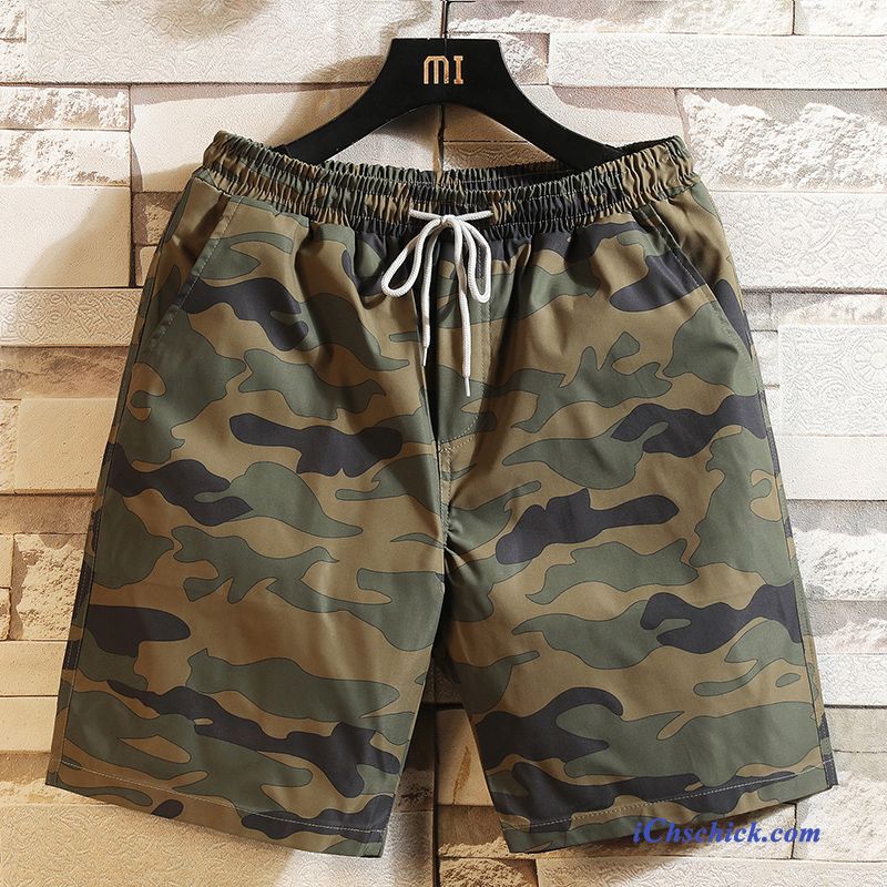 Bekleidung Kurze Hosen Allgleiches Fett Trendmarke Schnelltrocknend Groß Gradient Camouflage Khaki Sandfarben Billig