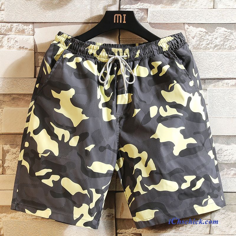 Bekleidung Kurze Hosen Allgleiches Fett Trendmarke Schnelltrocknend Groß Gradient Camouflage Khaki Sandfarben Billig