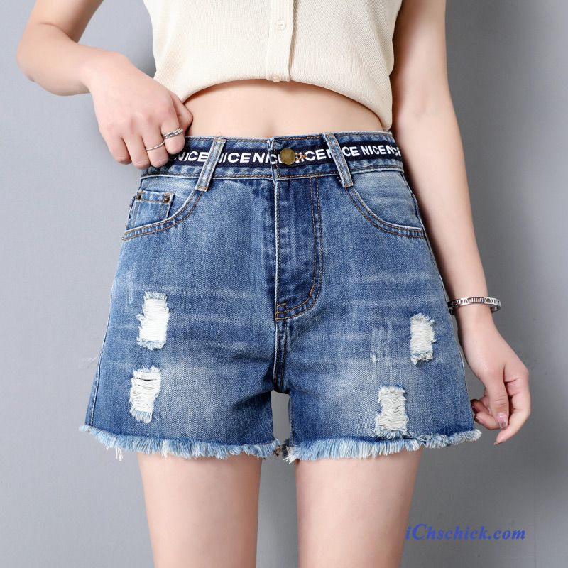 Bekleidung Kurze Hosen Neu Denim Weites Bein Lose Hot Pants Hellblau Verkaufen