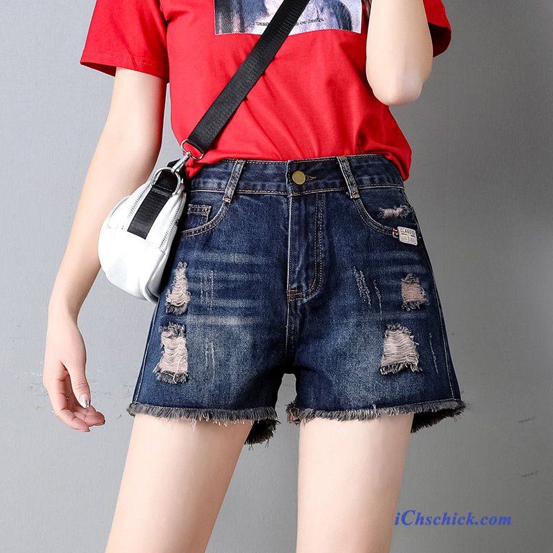 Bekleidung Kurze Hosen Trend Damen Hohe Taille Sommer Dünn Blau Rot Kaufen
