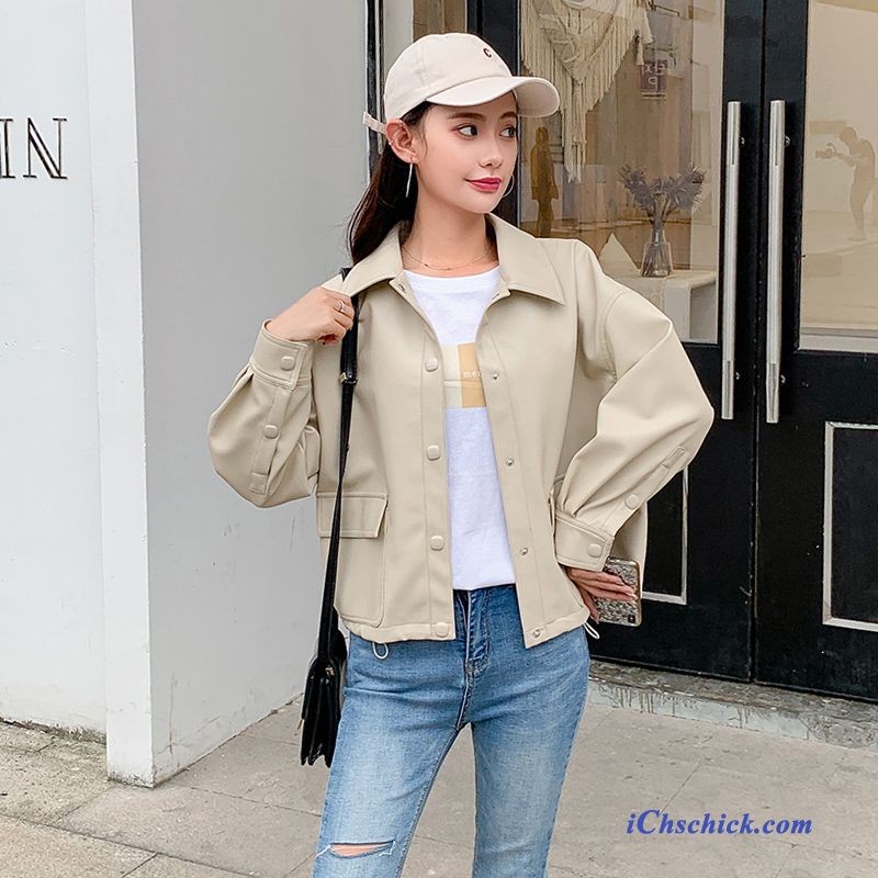 Bekleidung Lederjacke Feder Damen Große Größe Herbst Motorradbekleidung Beige Farbe Kaufen