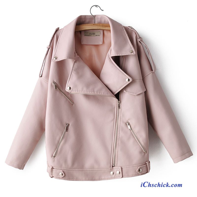 Bekleidung Lederjacke Motorradbekleidung Pu Neu Überzieher Herbst Rosa Discount