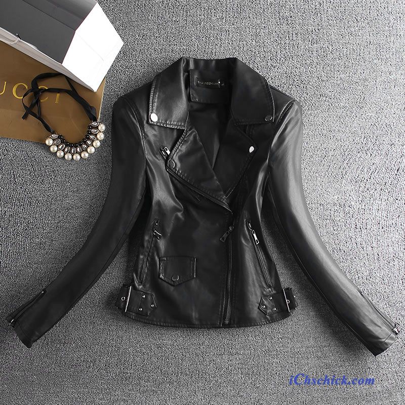 Bekleidung Lederjacke Pu Schlank Dünn Damen Neu Gelb Billige