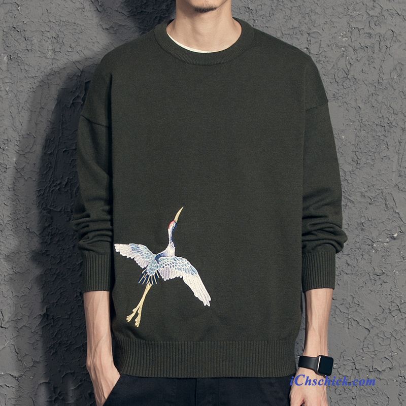 Bekleidung Pullover Herbst Chinesischer Stil Neu Herren Strickwaren Grau Geschäft