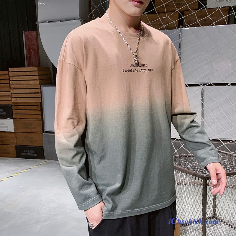 Bekleidung T-shirts Kleider Lose Herbst Trend Feder Gradient Weiß Günstig