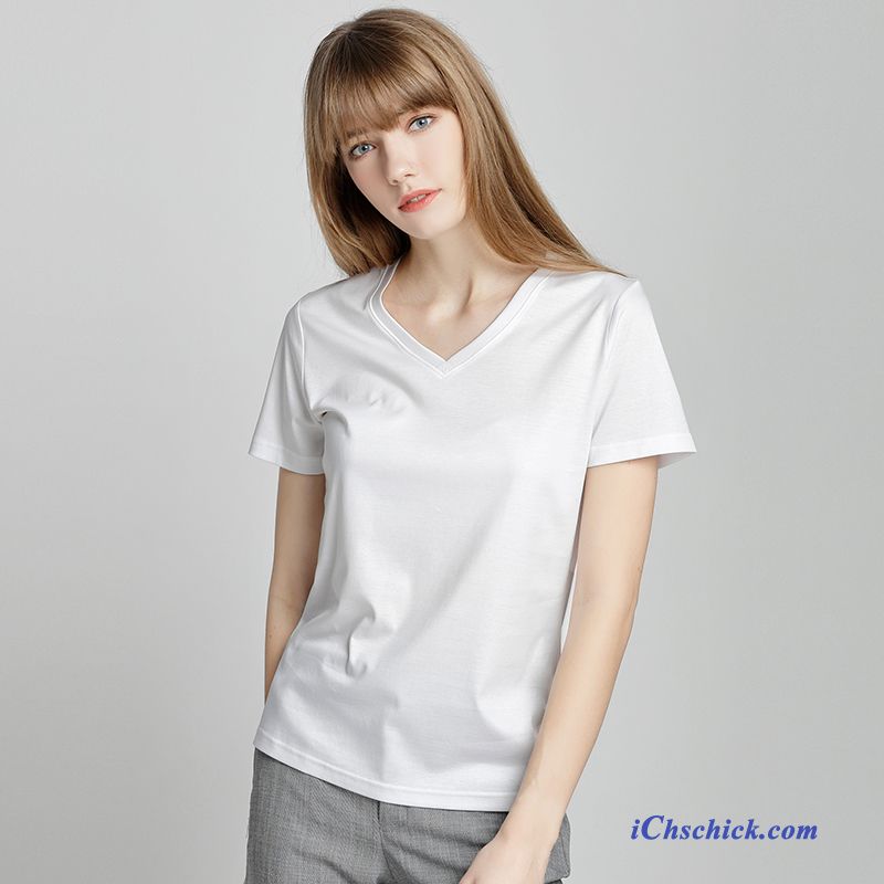 Bekleidung T-shirts Mantel Sommer Damen Unteres Hemd Baumwolle Weiß Schwarz Billige