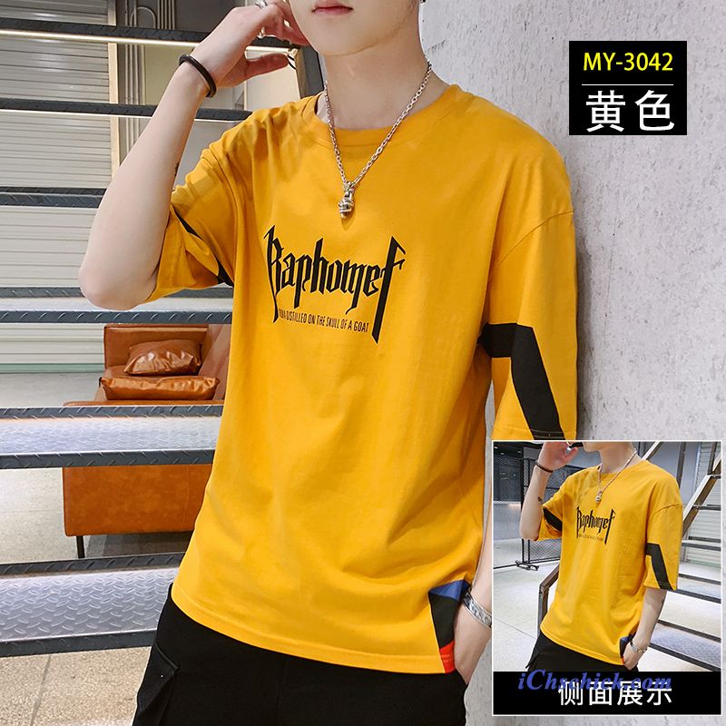 Bekleidung T-shirts Trendmarke Kleider Rein Sommer Lose Gelb Billige