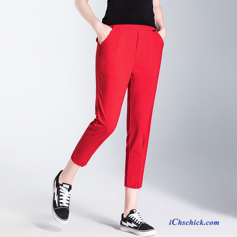 Braune Stoffhose Damen Rot, Bequeme Hosen Für Frauen Kaufen