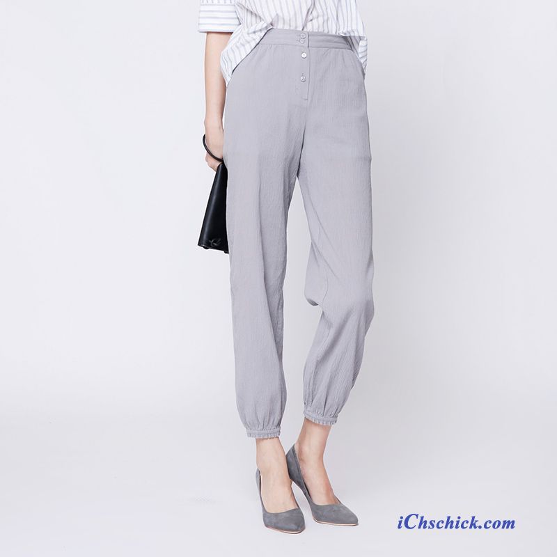 Chino Hose Grau Damen Lavendel, Baumwollhose Damen