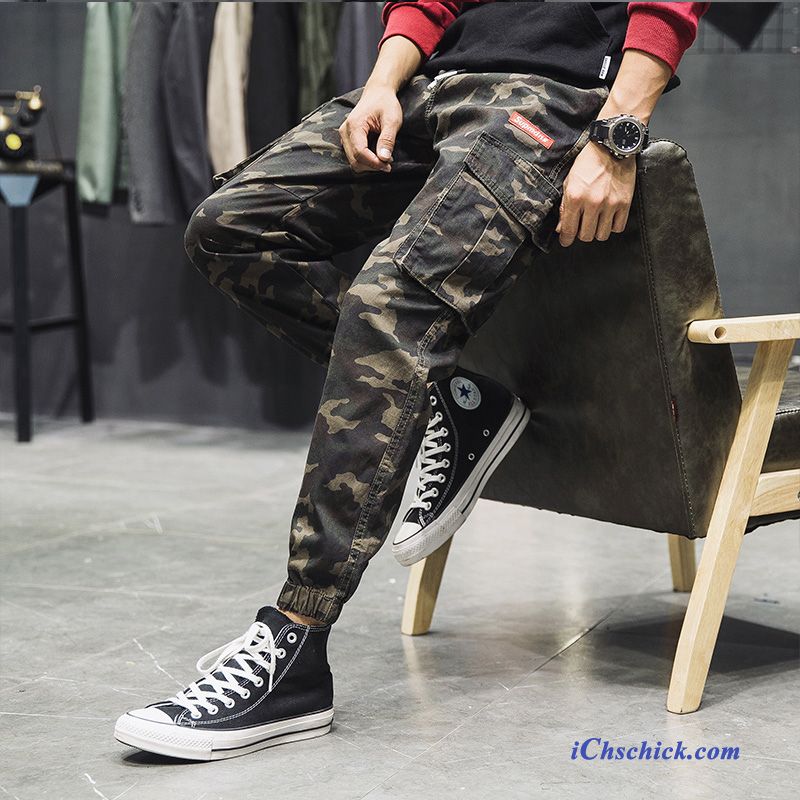 Coole Herren Cargohose Kupfer, Skinny Biker Cargohose Herren