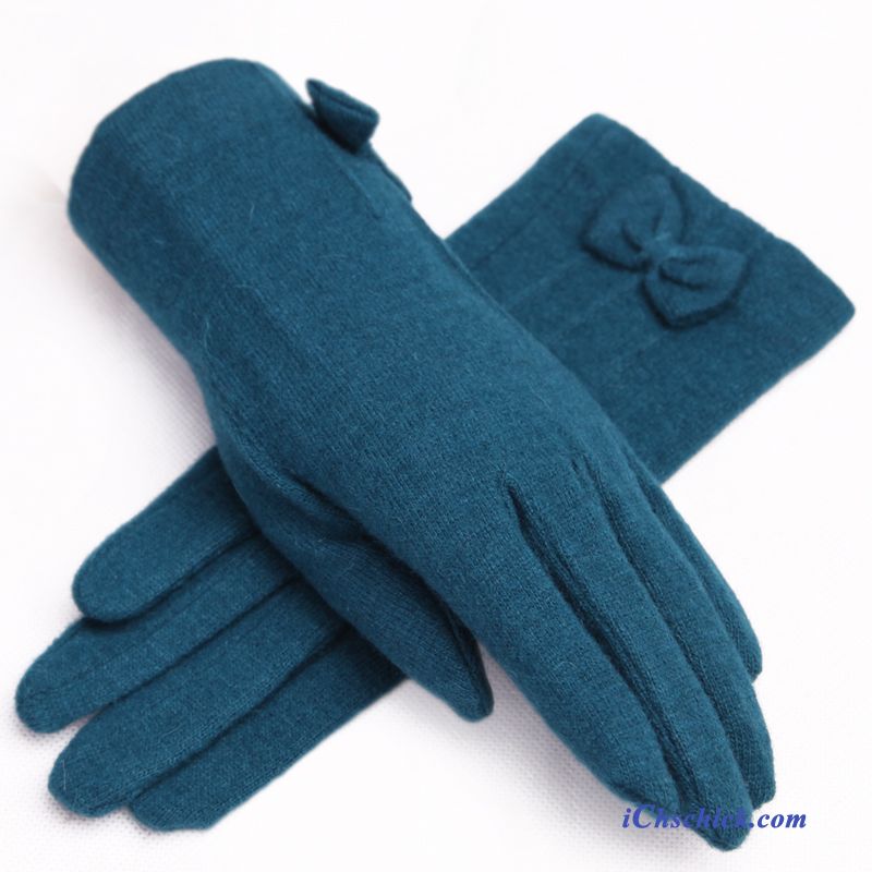 Damen Handschuhe Dicke Spitze Warm Halten Schafwolle Samt Purpur Lila Verkaufen