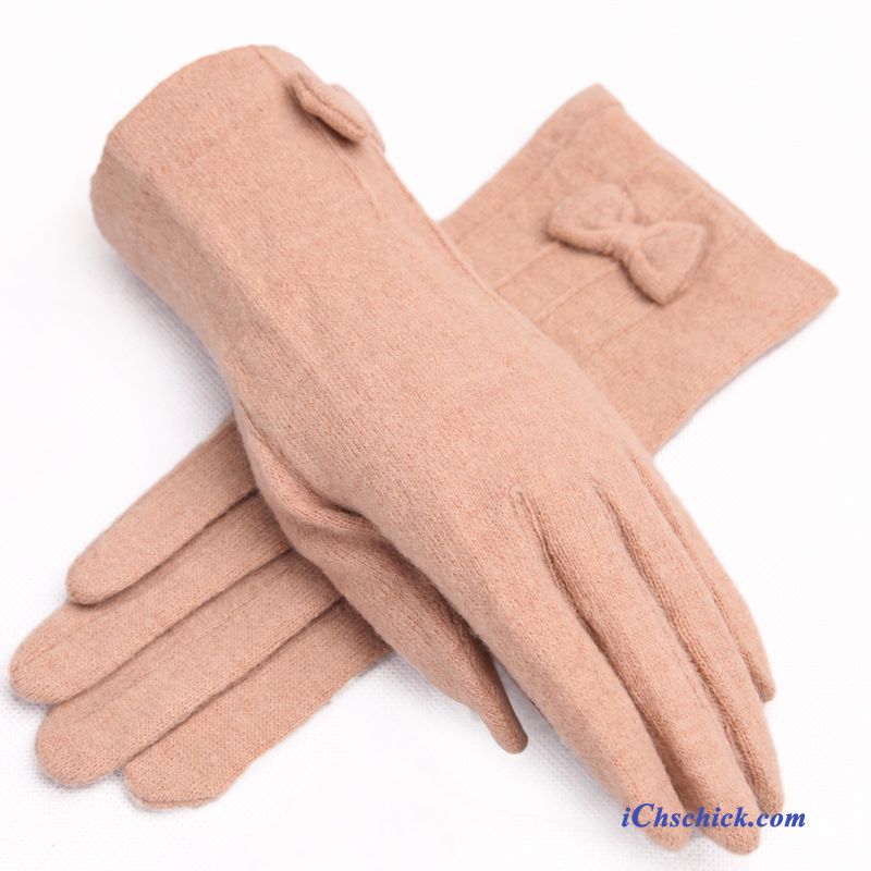 Damen Handschuhe Dicke Spitze Warm Halten Schafwolle Samt Purpur Lila Verkaufen