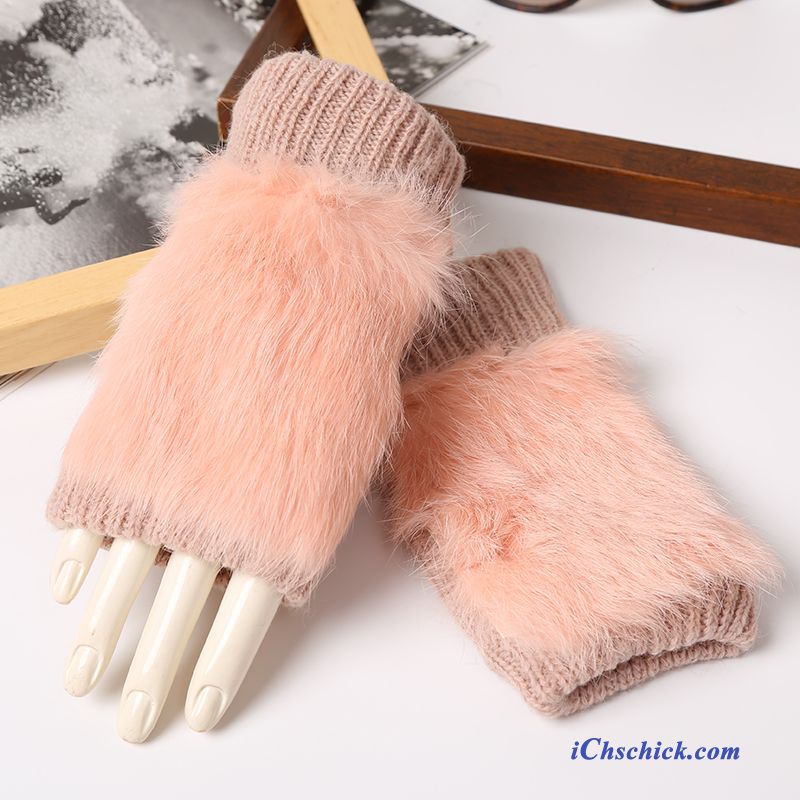 Damen Handschuhe Herz All Match Winter Dicke Warm Halten Rosa Verkaufen