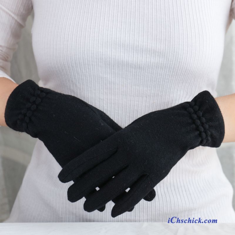 Damen Handschuhe Kalte Schafwolle Fünf Finger Warm Halten Dünne Bordeauxrot Kaufen